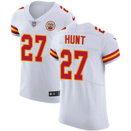 Nike Chiefs #27 Kareem Hunt White Men's Stitched NFL Vapor Untouchable Elite Jersey - Click Image to Close